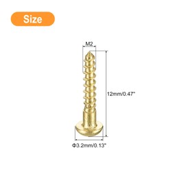 QUARKZMAN Wood Screws M2 x 12 mm Slotted Round Head Brass Self Tapping Screw Woodworking Screw Pack of 60