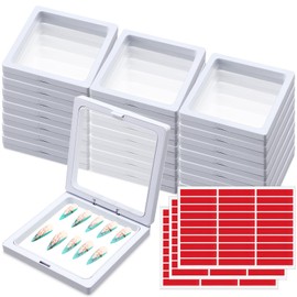 meekoo 30 Pcs Press on Nail Packaging Box with 90 Pcs Adhesive Double Sided Tape Artificial Nail Display Case Storage Container Box Acrylic Packaging Organizer for Art Home Salon(White)