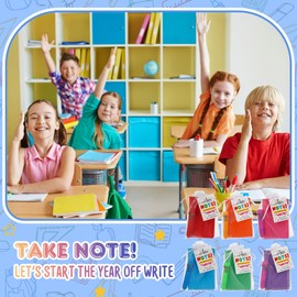 TaoBary 24 Sets Back to School Supplies Includes 24 Notebooks 24 Click Pens 24 Take Notes Gift Cards and 24 Drawstring Organza Bags for Back to School Party Favors Classroom Goodie Stuffer Gift