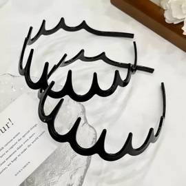 2025 New Zigzag Headbands for Women with Teeth – U Shape Fashion Tooth Hair Comb Headband, Non‑Slip Plastic Hair Band, Black (2 Pcs)