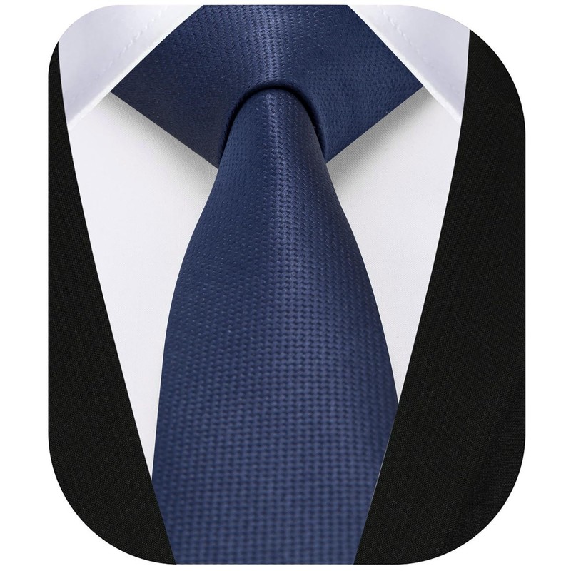 HISDERN Tie Men's Slim Ties for Men Solid Silk Tie