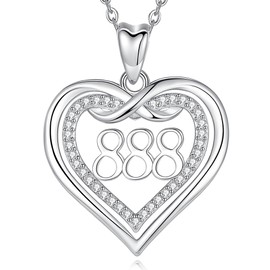 CELESTIA Sterling Silver Heart Necklace for Women with Angel Number Good Luck Numerology Pendant Protection Jewellery Valentines Day I Love You Gifts for Her