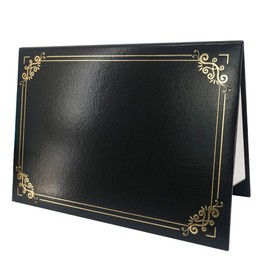 GraduationMall Appreciation Letter Diploma Award File Lace Hot Stamping Bi-Fold Leather Look A4 Black