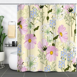 FAIRYGATE Outdoor Shower Curtain Bathroom Curtains Shower Curtains Flower Garden Scenery Pattern Bath Curtain Washable Polyester Fabric Bathroom Curtains with 12 Hooks 72 x 72 Inch B9811
