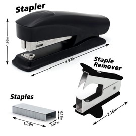 Black Office Stapler, 25 Sheet Capacity with 2000 Staples and Staple Remover, Desktop Stapler,Black Office Supplies for Students and Office Clerks