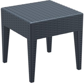 CLP Gartentisch Miami Aus Kunststoff I Stapelbarer Beistelltisch In Rattan-Optik I Outdoor Lounge-Tisch, Farbe:dunkelgrau, Größe:45 x 45 cm