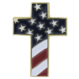 Christian Cross Special Design Pin with USA Flag