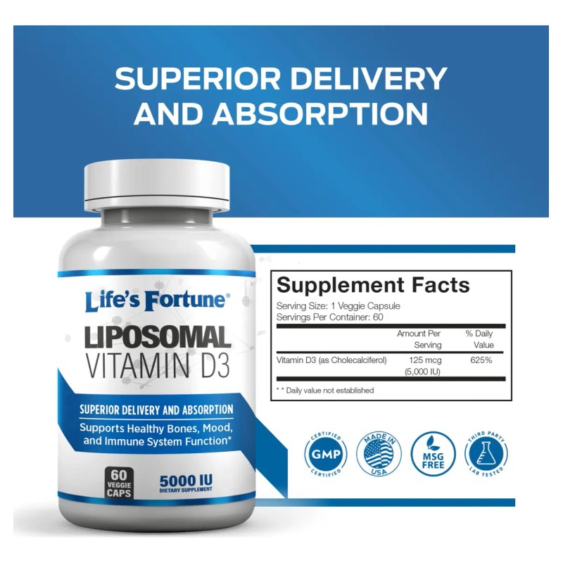 Lifes Fortune Vitamina D3 Liposomal 5000 Iu 60 Cpsulas