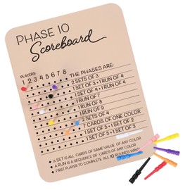 ZHLKHIOP Phase 10 Score Board, Wooden Game Scorekeeper for Phase 10 Card Game, Compact and Durable, Perfect for Family Game Nights
