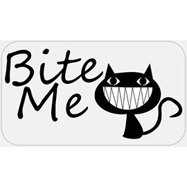 Bite Me Grinning Cat - 25 Stickers Pack 2.25 x 1.25 inches - Meow Sarcasm
