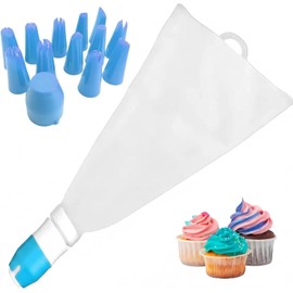 Lecute Set Manga Pastelera Reutilizable y 12 Duyas Reposteria Decoracion Pasteleria Decoracion Glaseado Preparacion de Postres Pasteles Galletas (Azul)