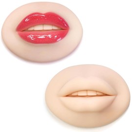 - Realistic 3D Lip Practice Skin for PMU Machine - Soft Silicone Lip Blush  Pad - PMU Supplies - 2 Pck - Color: 3 Pack, Size: Nude