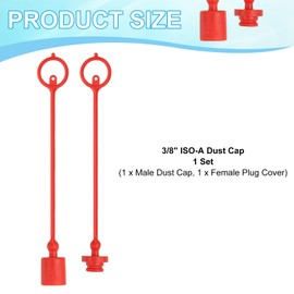 PATIKIL 3/8" ISO-A Hydraulic Coupler Male Dust Cap and Female Plug Cover, Set of 1 Rubber Quick Disconnects Port Plug Cover Fittings Red Cap with Retention Ring