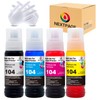NEXTPAGE 104 Ink for Epson EcoTank 104 Compatible with Epson ET-1810 ET-2710 ET-2711 ET-2712 ET-2714 ET-2720 ET-2721 ET-2810 ET-2812 ET-2820 ET-4700 ET-4800 Printer 2BK 1CMY Ink Set