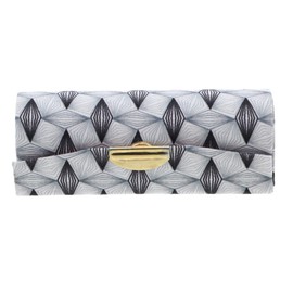 Motique Accessories Diamond Pattererned Fabric Lipstick Case with Mirror for Purse-Grey