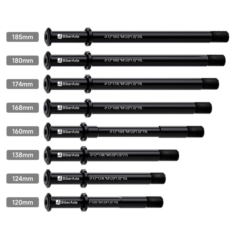 BiberAxle 12 mm Thru Axles for Bicycle Forks and Rear