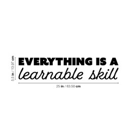 Vinyl Wall Art Decal - Everything is A Learnable Skill - 5.5" x 25" - Modern Inspirational Educational Quote Sticker for Home School Kids Room Office Teen Bedroom Classroom Decor