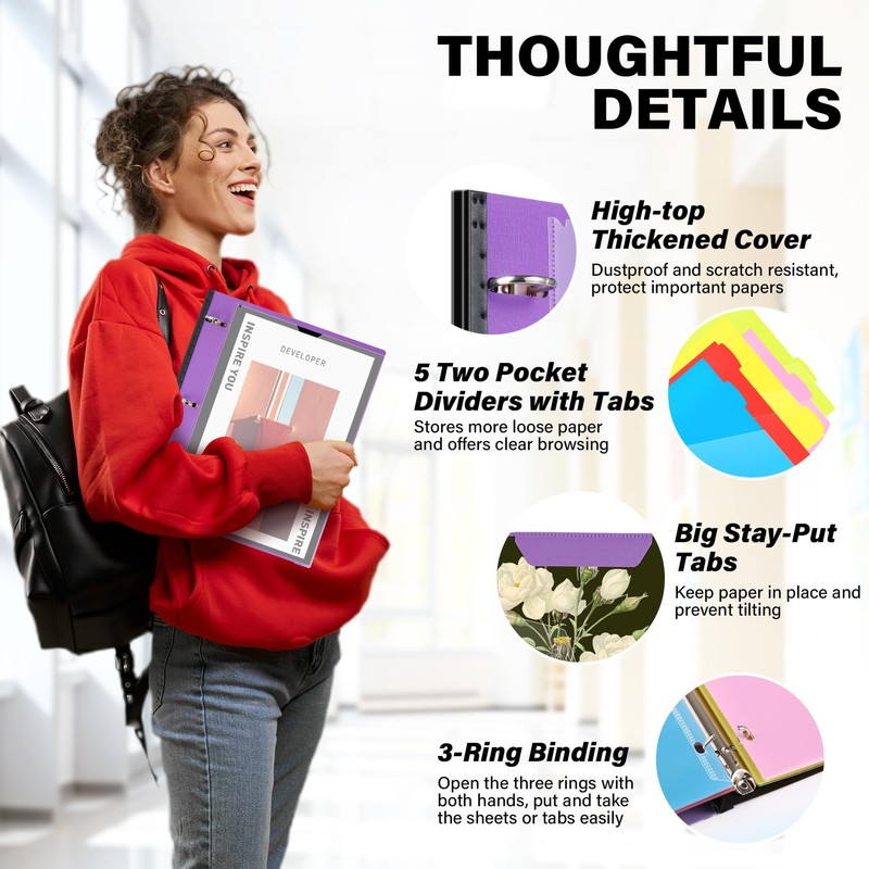 WOT I Telescoping Project Organizer 2-Pack, Refillable 3 Ring Binder