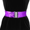 Allegra K Women's Glitter Stretch Waist Belt Interlock Buckles Sequins