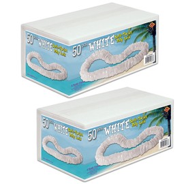 Beistle 100 Piece 36" White Plastic Leis for Luau Beach Patriotic Party Favors, Made in USA Since 1900