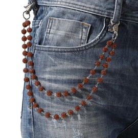Sparkly Ceramic Beads Wallet Chain - 10mm Shiny Bohemian Purse Jean Pants Chains for Men Women Fashion Accessories (coffee)