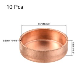 MECCANIXITY Copper End Cap Pipe Fitting Sweat Plug Connection 16mm(5/8") ID for Water Pipe Plumbing, Pack of 10