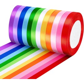 Bukuhlio 18 Farben Geschenkband, 10mm x 22m Polyester Satinband, Schleifenband Seidenband, Stoffband für Kleid Hochzeit, Taufe und Geburtstag Geschenke,Satin Dekoband, Deko Band Geschenkverpackung
