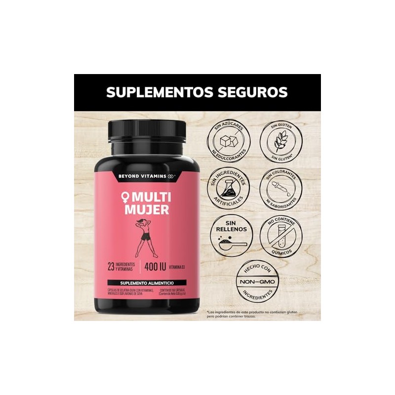 Multivitamínico Mujer Ingredientes Vitaminas Suplemento Vitamina Biotina Alimenticio Cápsulas Azúcar