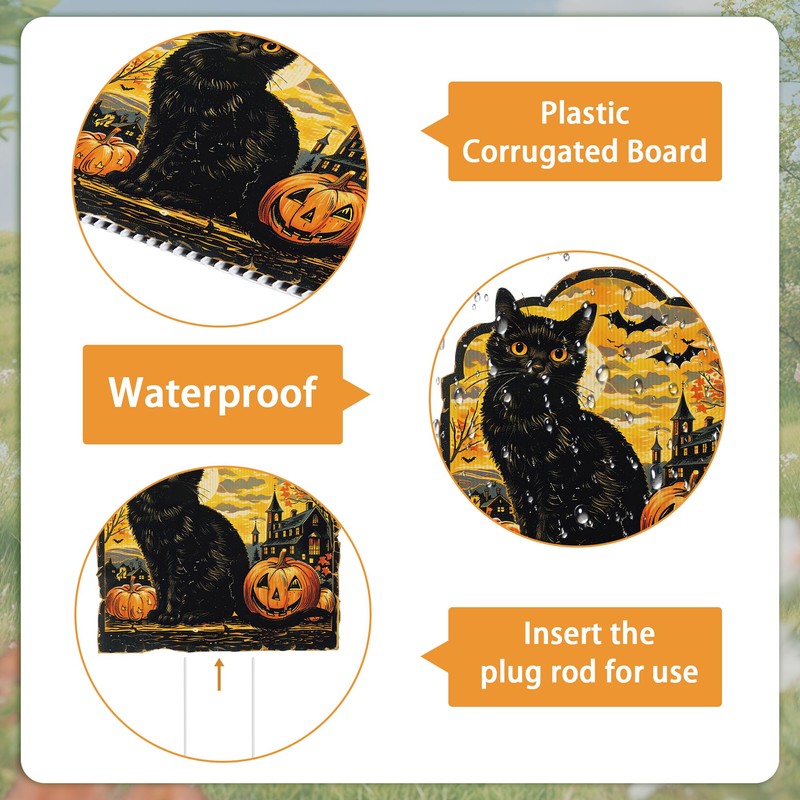 8 Pcs Vintage Halloween Yard Signs with Stakes