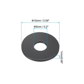 PATIKIL M5 Nylon Flat Washer, 80 Pack 5mm ID 15mm OD 1mm Thick Sealing Spacer Gasket Ring for Faucet Pipe Water Hose Fastener Bolt, Black