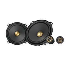 Pioneer TS-A1301C, 2-Way Component Car Audio Speakers, Full Range, Clear Sound Quality, Easy Installation and Enhanced Bass Response, Black and Gold Colored 5.25” Round Speakers (Renewed)
