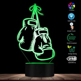 Jinson well 3D Boxing Gloves Night Light Lamp Optical Night Light Illusion 7 Colour Changing Touch Switch Table Desk Decoration Lamps Acrylic USB Toy