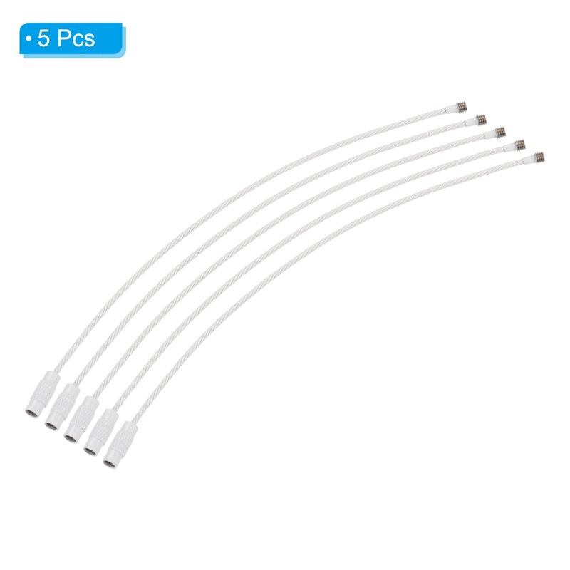 PATIKIL 6 Inch Length Wire Keychain Cable, 5 Pack Titanium