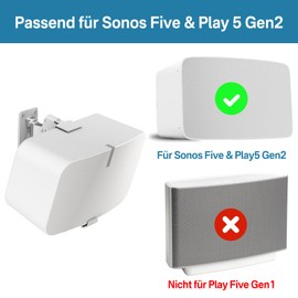 notiela Tilting and Swivel Speaker Wall Mount for Sonos 5 and Play 5 - Robust Mount for Sonos Five and Play 5 Gen 2, White