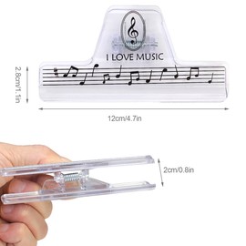 Music Note Clips Plastic Book Clips Clamps Stationary Clips Perfect Document Paper Organizer Tool for Music, Book Pages, Clipbooks, Clothespins, Snack Packing Clips