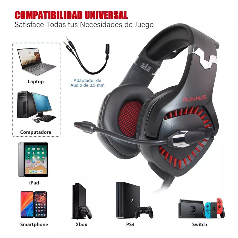 MS Audifonos Gamer Onikuma K18 Pro Con Microfono Luz Rgb