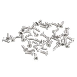 sourcing map M1.6-0.35 x 4 mm Pack of 100 Flat Round Head Screws 304 Stainless Steel Phillips Drive Machine Screws Hardware Fastener for Furniture Connection