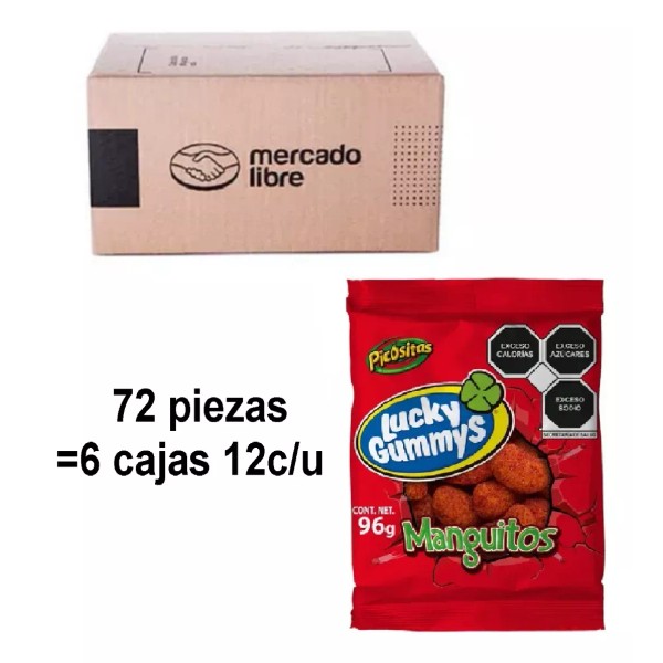 Lucky Gummys Manguitos 96g. 72piezas Gomitas Pack 6 Cajas
