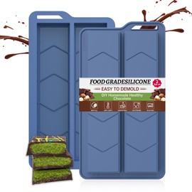 Chocolate Bar Mold Deep Large Dubai Chocolate Bar Pistachio Mold, Thick Silicone Chocolate Molds for Filling Knafeh Pistachio Chocolate Bar and Wax Melts Large, Candy, Chocolate Snacks (Set of 2 Blue）