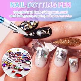 TIESOME Rhinestone Picker Tool with Wax Tip, Nail Rhinestone Picker Dotting Wax Pen Nail Dotting Tool Rhinestone Pickup Applicator Tool Gem Picker Tool for DIY Nail Art