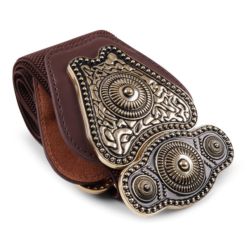BlackButterfly Wide Elastic Stretch Vintage Antique Retro Buckle Belt (Dark