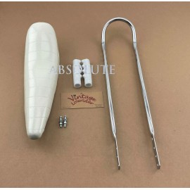 F&R 20" VINTAGE SPARKLE WHITE LOWIRDER BANANA SEAT W/SISSYBAR & GRIPS FOR 20" BIKE.