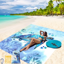 WIWIGO Beach Blanket Waterproof Sandproof Beach Mat 79" X 83" /10'x9'for 2-8 Adults Quick Drying Outdoor Picnic Mat Beach Accessories for Travel, Camping, Hiking