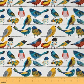 Jejeloiu - Tela de Rowley Birds de 1 yarda por The Yard colorido lindo pájaro decorativo impermeable para exteriores, tela de tapicería bohemia para sillas de tela al aire última intervensión