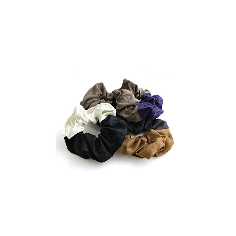 VINGTAINE HS-138-BR- Bi-Color, Scrunchy, Big, Large, Linen, Casual, Two-Tone Hair
