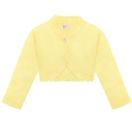 Lilax Baby Girls' Knit Long Sleeve Button Closure Bolero Cardigan Shrug (9-12 Months, Yellow)