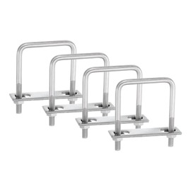 sourcing map 4Sets 304 Stainless Steel Square U-Bolts, 2.44" (62mm) Inner Width 3.54" (90mm) Length M8 with Nuts, Frame Plate, Gasket for Automobiles Trailer, Ski Boat, Fishing Boat, Pipelines