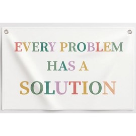 Every Problem Has a Solution Canvas Banner, 30 x 20 Inch Reusable Fabric Wall Hanging with Metal Grommets, Pastel Inspirational Quote Backdrop for Home Office, Workspace, Office Decor