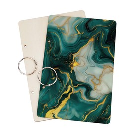 SUPERDANT Teal Gold Marble Greeting Card Organizer Planning Book Binder Card Keeper Card Holder Wooden Loose Leaf Photo Album 2-Rings Cover Keepsake for Birthday Wedding Gifts