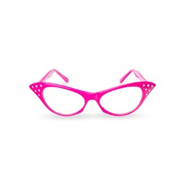 Pink/White Cat Eye Retro Costume Dress Up Hip Hop Rhinestone Glasses (2 Pack)